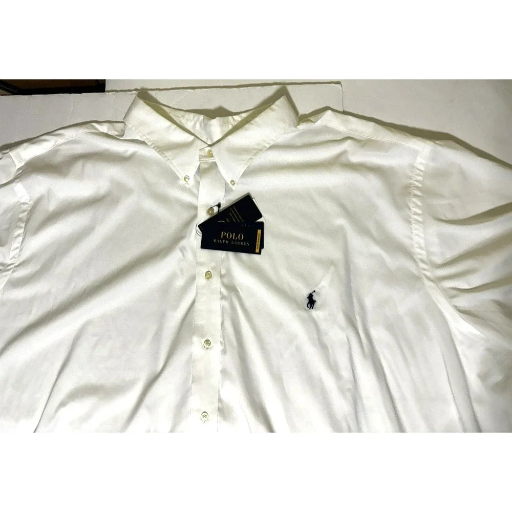 Polo Ralph Lauren Performance 5XB Big Short Sleeve Button Shirt White New Nylon - Picture 1 of 9